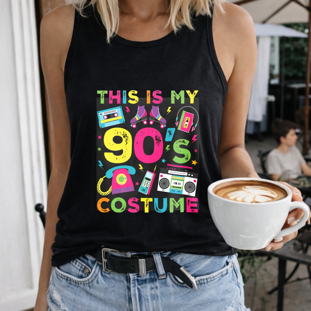 This Is My 90s Costume Women's Color Cotton Tank Top in Black