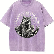 I Identify as a Problem Raccoon Vintage Washed T-Shirt in Purple