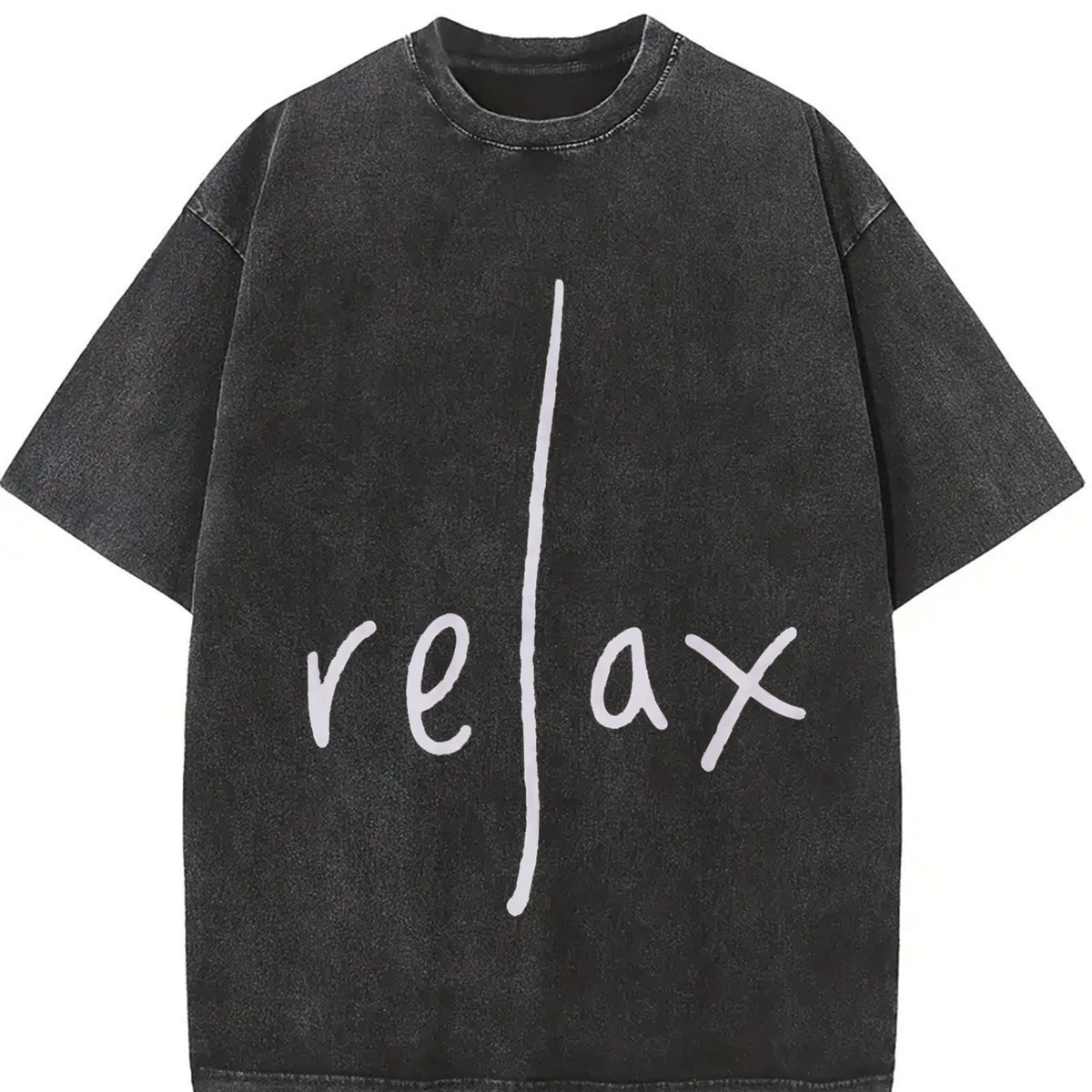 1pc Lelax Vintage Washed T-Shirt in Black