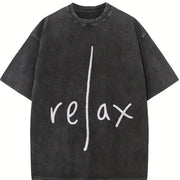 1pc Lelax Vintage Washed T-Shirt in Black