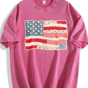 Retro American Flag Vintage Washed T-Shirt in Red
