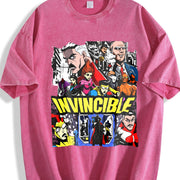 Invincible Superhero Team Vintage Washed T-Shirt in Red