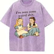 I've Seen Some Weird Stuff Tea Party Vintage Washed T-Shirt in Purple