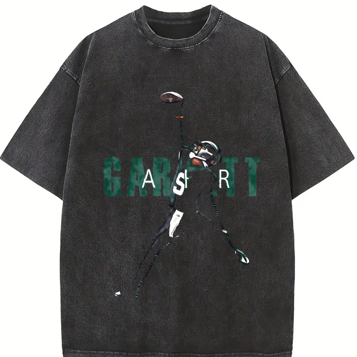 Garrett Wilson Air Garrett TD Touchdown Catch Football vintage washed oversized T-shirt in Black