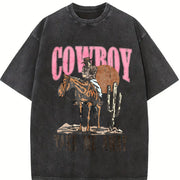 Cowboy Take Me Away vintage washed oversized T-shirt in Black