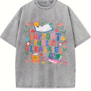 Support Public Libraries Vintage Washed T-Shirt in Gray