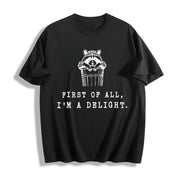 I'm a Delight Cute Raccoon Cotton T-Shirt in Black