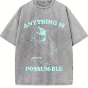 Possum Retro 90s Anything Possumble Vintage Washed T-Shirt in Gray