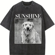 Custom Pet Photo Personalized Pet Vintage Washed T-Shirt in Black