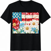Land of the Free Because of the Brave Fourth of July Cotton T-Shirt in Black