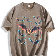 Bats Y2k Retro Gothic Bat Vintage Washed T-Shirt in Brown