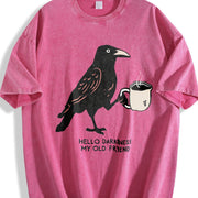 Hello Darkness My Old Friend Vintage Washed T-Shirt in Red