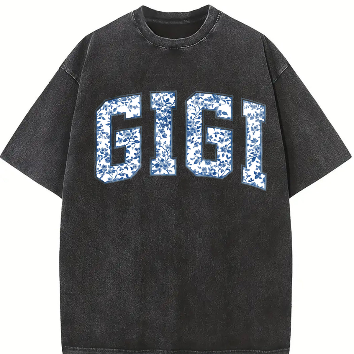 Floral Gigi for Gigi Grandma vintage washed oversized T-shirt in Black