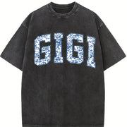 Floral Gigi for Gigi Grandma vintage washed oversized T-shirt in Black