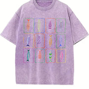 Sardines Tin Fish 90s Tomato Girl Ocean Coastal Grandma vintage washed oversized T-shirt in Purple
