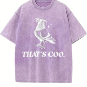 Retro Pigeon Puns 90s Vintage Washed T-Shirt in Purple