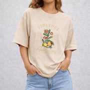 Violet Sorrengail Apothecary vintage washed oversized T-shirt in Beige