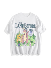 The Land Before Time Pastel Dinosaur Friends Cotton T-Shirt in White