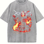 Feminism Dragon Castle Vintage Washed T-Shirt in Gray