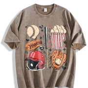 Baseball Fun Collection Vintage Washed T-Shirt in Brown