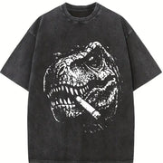 T Rex Smoke Y2k 90s Vintage Washed T-Shirt in Black