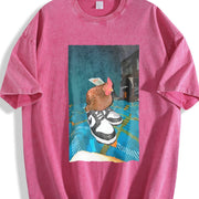 Dripped Out Chicken with shoes chicken vintage washed oversized T-shirt in Red