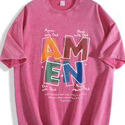 AMEN Agree With God Move With God vintage washed oversized T-shirt in Red