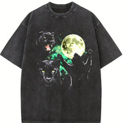 Black Panther Moon Vintage Washed T-Shirt in Black