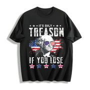 4th of July George Washington Cotton T-Shirt in Black