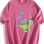 Yep Yep Yep Ducky Dinosaur vintage washed oversized T-shirt in Red