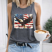 America Patriotic Women's Color Cotton Tank Top in Gray