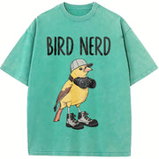 Bird Nerd vintage washed oversized T-shirt in Blue