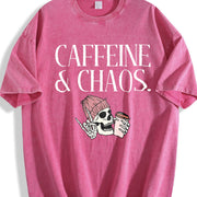 Caffeine and Chaos Vintage Washed T-Shirt in Red