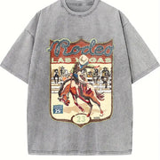 Las Vegas Rodeo Cowboy Sleeveless Tank Vintage Washed T-Shirt in Gray