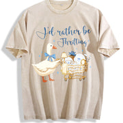 I'd Rather Be Thrifting Retro Cart vintage washed oversized T-shirt in Beige