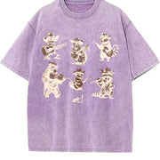 Animal Musicians 90s Vintage Washed T-Shirt in Purple