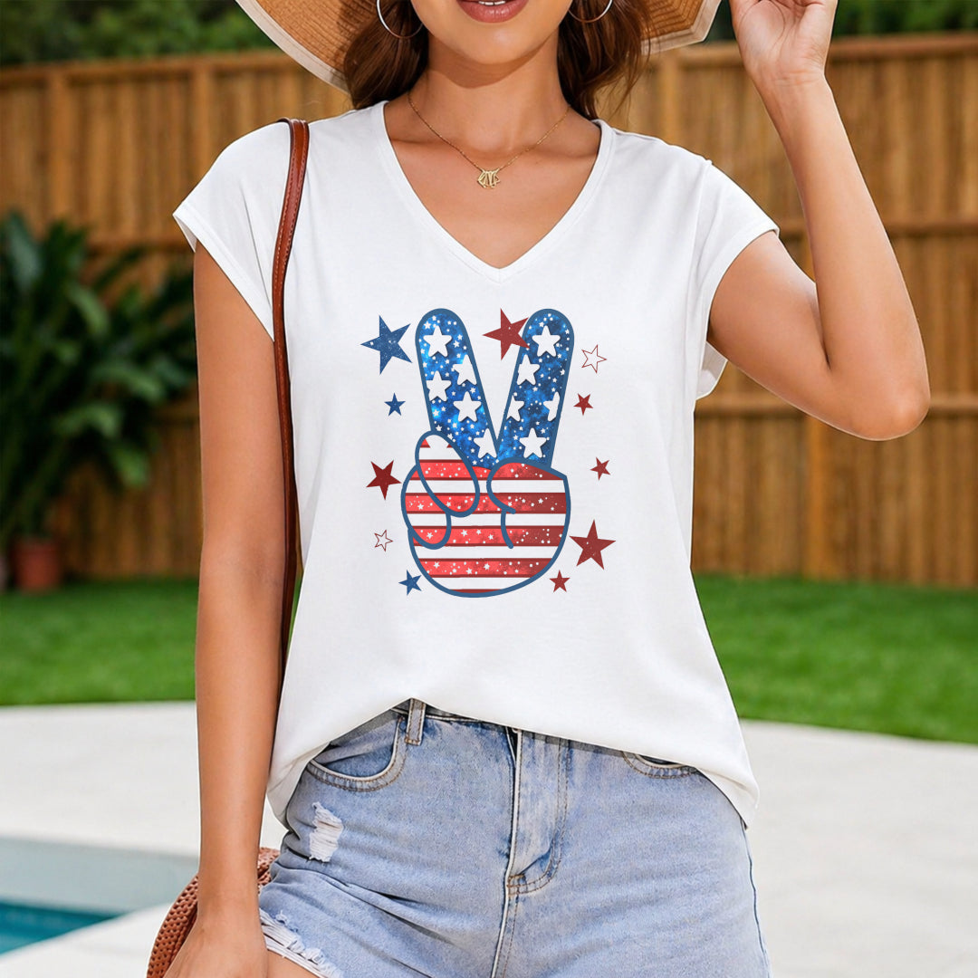 A Wonderful American Fresh White Vest for July 4th Women's Color Cotton Tank Top in White