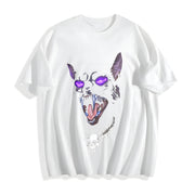 DARK CAT Retro Pullover with Y2k Cotton T-Shirt in White
