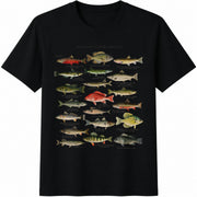 North American Fish Cotton T-Shirt in Black