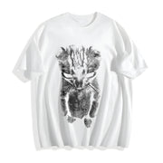 Sad Meme Cat Animal Cotton T-Shirt in White