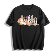 Easter Bunny Ear Dog & Egg Carrot Cotton T-Shirt in Black