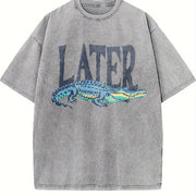Later Gator T 90s Style 4th Of July vintage washed oversized T-shirt in Gray