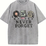 Omen's 90S Retro Floppy Disk & Up Graphics Vintage Washed T-Shirt in Gray