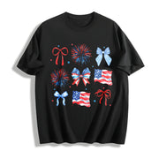 USA Coquette Bow Retro America Cotton T-Shirt in Black