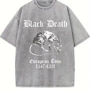 Stylish Premium WaxPrinted Retro Perfect for Wear2happy Vintage Washed T-Shirt in Gray