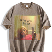 Is This What Life Is Glam Doll Vintage Washed T-Shirt in Brown