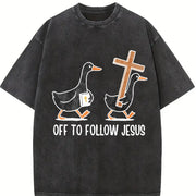 Christianity Silly Goose Vintage Washed T-Shirt in Black