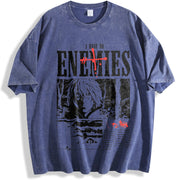 Thorfinn Vinland Saga Anime vintage washed oversized T-shirt in Blue