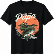 Fathers Day Papa Grandpa Dad Fishing Fisherman for Dad Cotton T-Shirt in Black