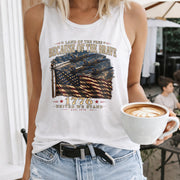 Because of the Brave 1776 Flag Women's Color Cotton Tank Top in White